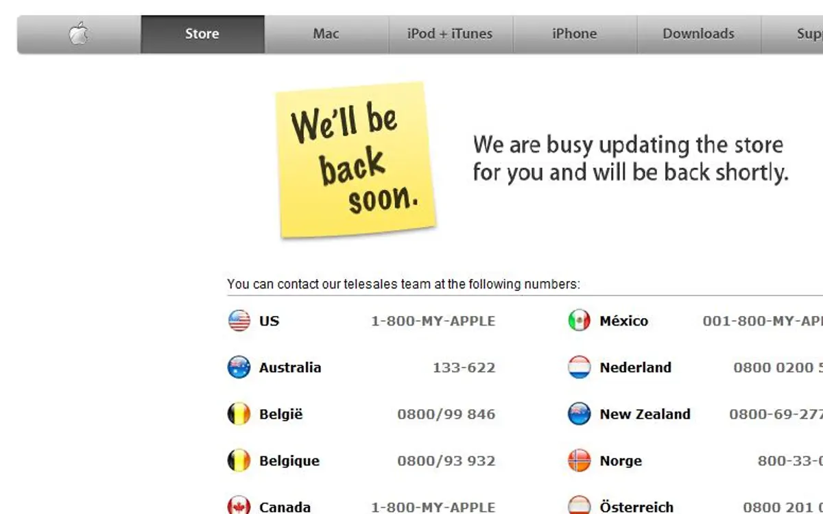 Apple Store Down for Announcements?