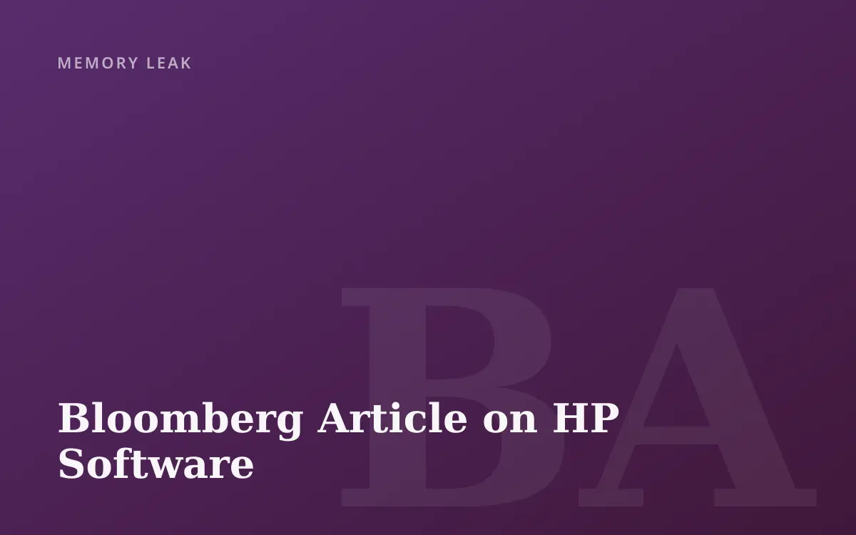 Bloomberg Article on HP Software